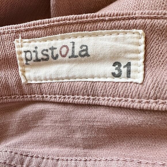 PISTOLA Jeans Women 31 Mauve Dusty Pink Ankle Zip Mid Rise Skinny Raw Frayed Hem - Picture 5 of 11